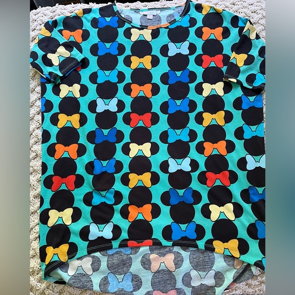 LuLaRoe Tops - LulaRoe Minnie Mouse Colorful Tunic Top Teal Colorful Bows size Small Disney